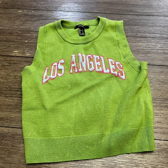 Forever 21 Los Angeles Cropped Sweater Vest Size S - Picture 1 of 3
